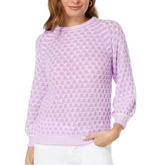 Lilly Pulitzer Corabelle Sweater Purple Iris Honeycomb - Picture 2 of 15